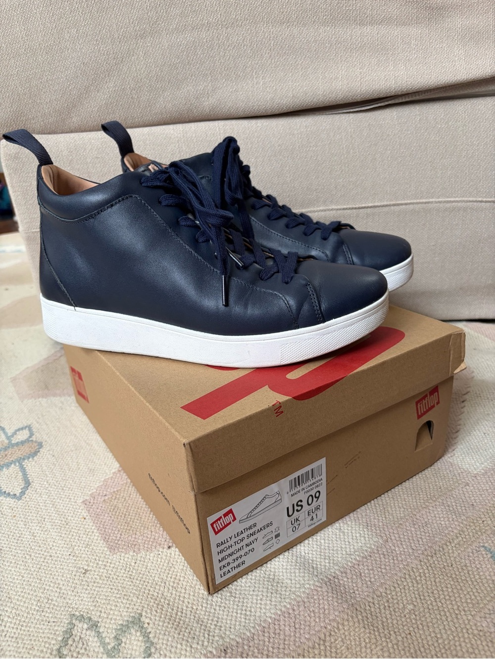FitFlop Navy Leather High-Top Sneakers